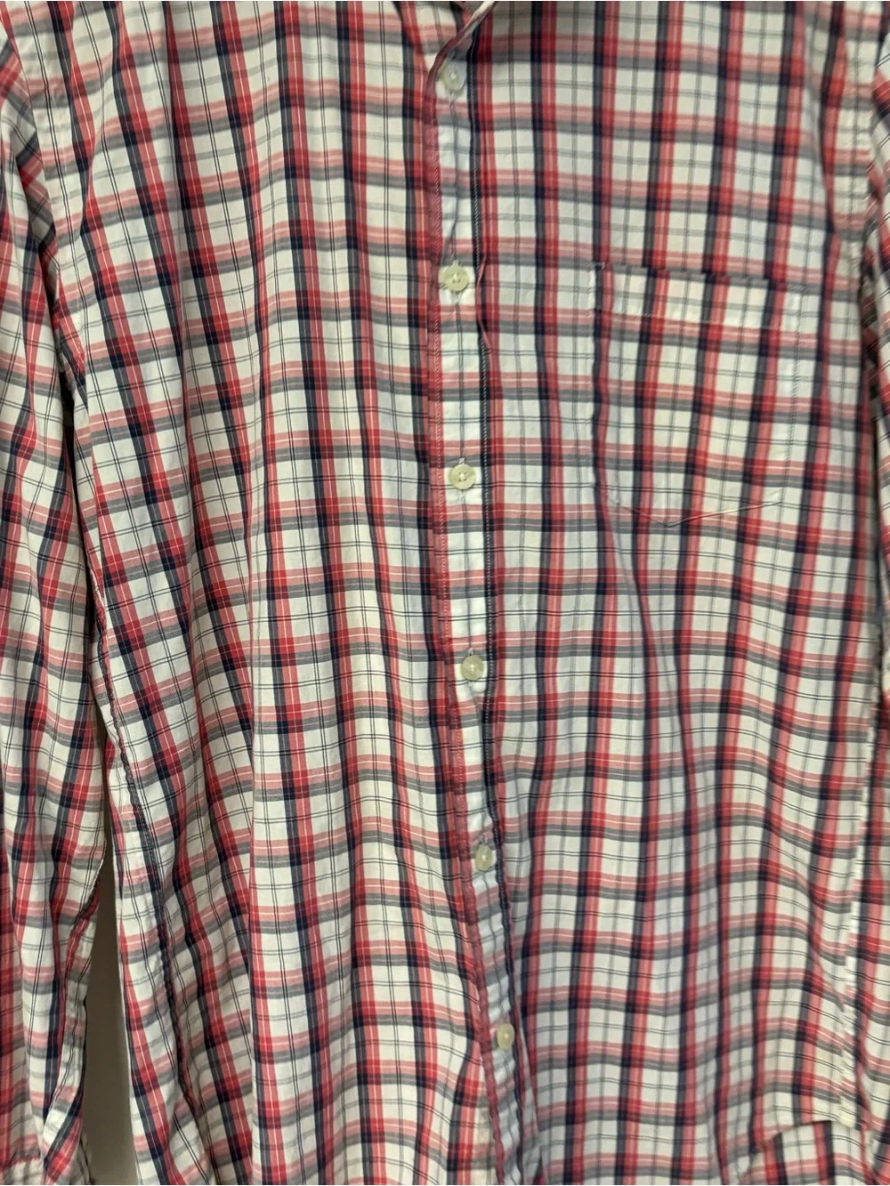 J. Crew Men’s Red and Navy Plaid Button-Down Shirt